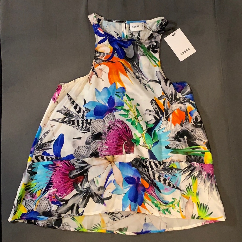 SUBOO Tropical Print A-line Tank Sz 2 NWT